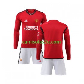 Camisolas de futebol Manchester United Criança Equipamento Principal 2023/24 Manga Comprida